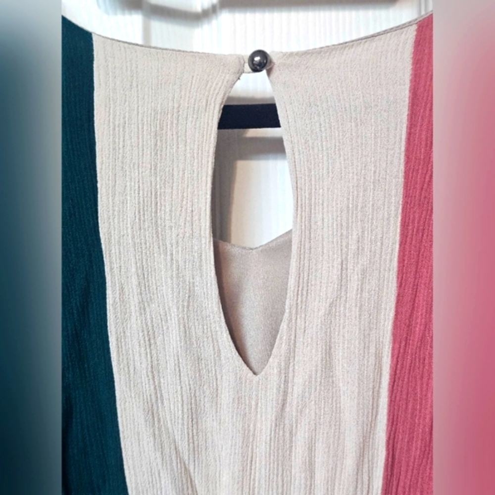 143 Story By Line Up Flowy Tiered Ruffle Longsleeve Midi Dress Colorblock Vneck - Picture 12 of 15